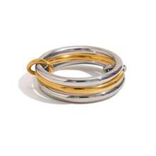 A Niche Two-Color Four-Ring Copper Jewelry Ring,, Ins Style, Stacking Artifact, Suitable Young Wome Jewelry - r905b - Xem 11
