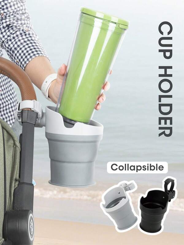 1PC TPR Collapsible Stroller Cup Holder, Large Caliber Designed Baby Bottle Holder, Universal 360° Rotatable Cup Holder For Stroller, Pram, Crib, Treadmill