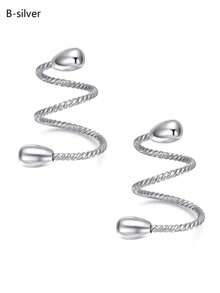 CIZME 2pcs/Set Fake Nipple Rings,Stainless Steel Nipple Rings,Fake Nipple Piercings Faux Nipple Rings For Women Faux Piercing Jewelry - Multicolor-2 - View 20