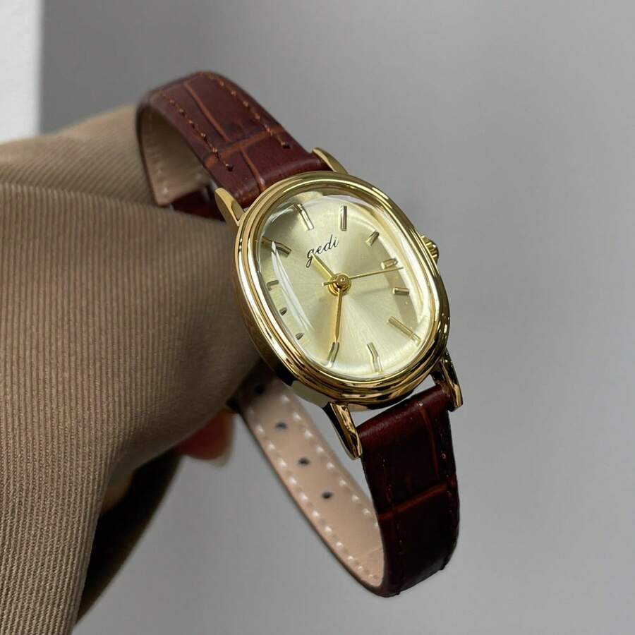 1 Stück elegante Vintage Damenuhr in Gold, wasserdicht, Quarz, für den täglichen Gebrauch