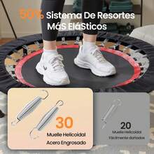 Brincolin Ejercitador Adulto, Trampolin Fitness, Resistente y Antideslizante, Marco de Acero Reforzado Redondo 91CM/36IN, con 30Pcs Resortes, para Aerobico, Jumping, Jercicio y Terapéutico(rojo) - 1 - Ver 9