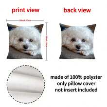 1pc Soft Plush Material Digital Printing Double-Sided Pom-Pom Dog Shaped Decorative Throw Pillow, With Adorable Black Eyes And Floral Accents, Creates A Warm And Cozy Atmosphere To Transform Your Living Space.