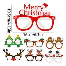 1pc Christmas Red Photobooth Props Frame+9pcs Paper Glasses, Used For Gatherings And Parties With Friends And Family, Event And Party Supplies, Party Photo Booth Props