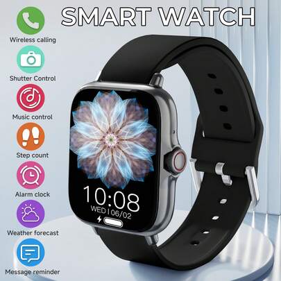 Neue intelligente Damen- und Herren-Uhr, quadratisches Display, kabellose Anrufe, mehrere Sportmodi, Schrittzähler, Schrittaufzeichnung, Musiksteuerung, Fotosteuerung, Wecker, Nachrichtenerinnerung