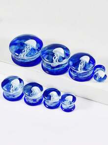1PC Nút tai hình sứa thủy tinh loe đôi, dụng cụ đo đường hầm tai, dụng cụ mở rộng tai bằng thủy tinh, trang sức xỏ khuyên cơ thể - Như thể hiện trong hình ảnh - Xem 16