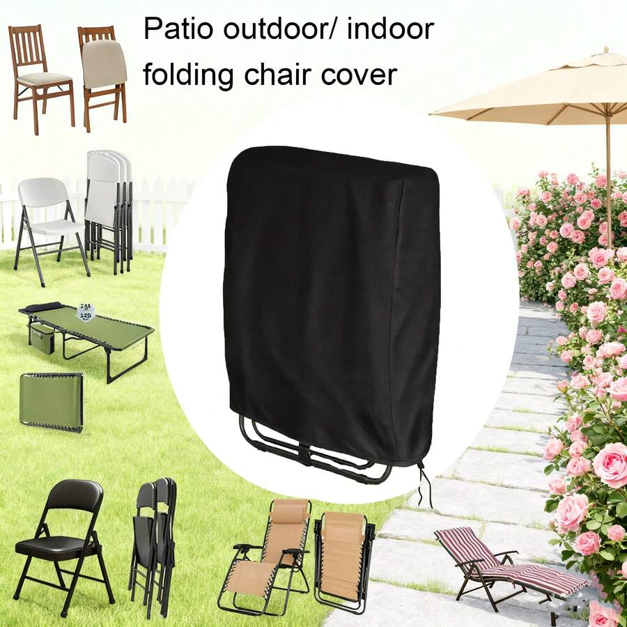 1 Pc Outdoor & Indoor Furniture Cover Chair Covers, Folding Patio Chair Covers All Weather, Dustproof Anti Middle Lounge Chair Cover