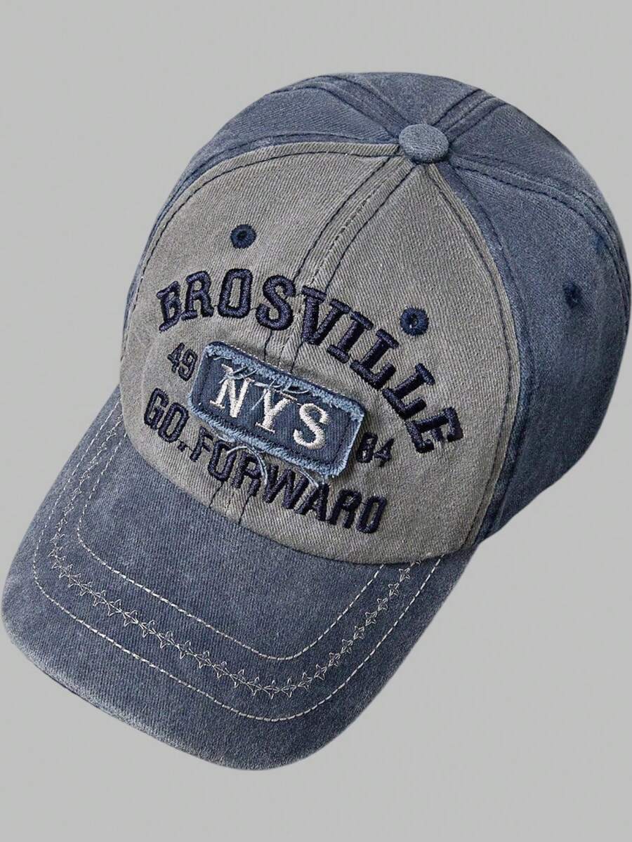 DareSee 女士水洗牛仔棒球帽，复古字母刺绣，棒球帽，遮阳帽，户外活动和日常穿着，春夏新款，音乐节、Y2K节、返校季、秋季、圣诞节、冬季圣诞礼物 - 彩色 - 查看 1