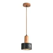 Modern Black Stone Decorational Pendant Nordic Rustic Wood Indoor Chandelier Farmhouse Simple Marble Hanging Lamp E2627 Base Kitchen Island Dining Table Bedroom Hallway Living Room - Un color - Ver 2