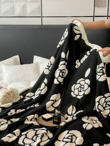 1pc Lambs Wool Blended Blanket, Warm & Breathable, Skin-Friendly, Double-Layer Insulation, Cozy & Comfortable