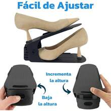 10 Zapateras Organizador Doble de Plstico, Zapatera Organizador de Ranura para Zapatos, Apiladores Zapatos, Ahorrador de Espacio 4 Niveles Inclinacin para Tenis y Sandalias - 10 - Ver 4