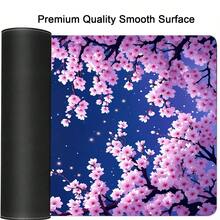 Pink Cherry Blossoms And Full Moon Mouse Pad Abstract Mouse Pad Stars Moon And Sky Non-Slip Rubber Base Large Mousepad Stitched Edges Keyboard Mouse Mat Desk Pad For Office And Home