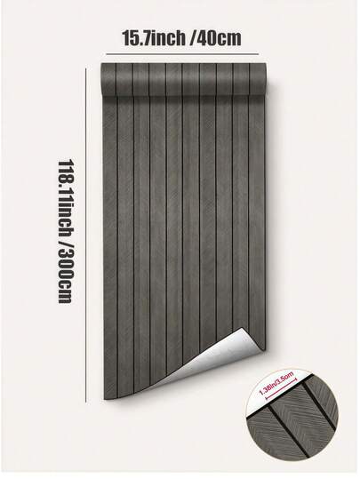 1roll Wood Wand Panel Peel Stick 40*300CM/15.7x118 In |,Wallpaper Roll,Wall Paper,Wallpaper Stick,Peel Panels,Stick On Wallpaper, Bruin ative Slat Wallpaper Living Room, Self Adhesive Covering Panels Cabinets view 5