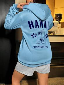 Custom Autumn/Winter Women's Hoodies - Halloween Customization - Front, Back, Double-Sided Customization, Add Your Own Photos (Family Photos/Selfies/Pet Photos) To Design Your Personalized Printed Hoodies, Custom Family Member Hoodies With Baby/Couple/Family/Pet Photos, Customized Comfortable Pet Hoodies, Personalized Pet Sweatshirts, Cute Pet Photo Printed Women's Hoodies - Baby Blue - View 5