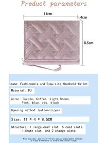Cartera corta bordada Love Zero para mujeres con cremallera y hebilla, gran capacidad, bolso para tarjetas, moda versátil y simple - Caqui - Ver 5