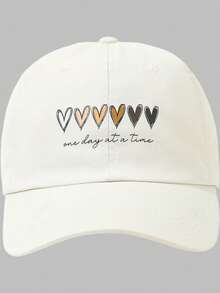 DareSee 1pc Women Heart & Slogan Graphic Baseball Cap Casual Valentine's Day Valentines MusicFest Y2KFest Back To School Autumn Winter Gifts - Beige - View 4