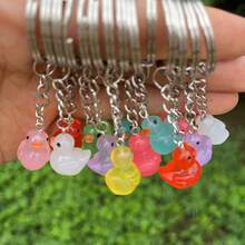 24 Pcs Plastic Mixed Color Duck Keychains Tiny Ducks Keychains Duck Party Favors Backpack Decor