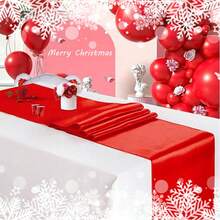 2/4pcs Christmas Table Runner, 12 X 108 Inch Satin Table Cloth, Suitable For Christmas, Wedding, Graduation, Birthday Party Decoration - Red - View 5