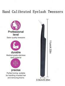 1 peça de pinça de aço inoxidável para cílios e nail art Ferramenta de precisão para strass e extensões de cílios Pinça de fita para pálpebras Design de beleza hipoalergênico e multifuncional Adequado para nail art profissional e doméstica Sem bateria para aplicação de extensão de cílios Acabamento preto elegante Ferramenta de beleza durável.