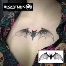 INKARTLINK Dark Bat Temporary Tattoo, Waterproof Long-Lasting 1-2 Weeks, Realistic Tattoo, Fake Tattoo, Niche Design Tattoo - Black - View 2