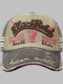 DareSee 街头字母刺绣棒球帽 音乐节 Y2K 节 返校季 秋冬季礼物 音乐节 - 卡其色 - 查看 2