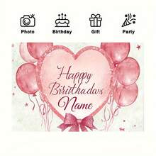 Personalizowane tło na przyjęcie urodzinowe z imieniem, ciepły, romantyczny wzór różowego serca, dekoracja na imprezę