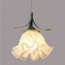 Nordic Acrylic Pendant Flower Metal Accent Hanging Lamp Fixture with E26 E27 Base Dining Table Living Room Bedroom and HallwayGreen - Verde - Ver 1