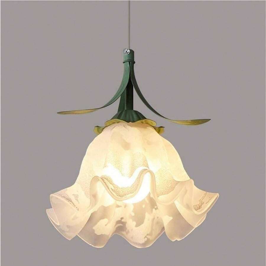 Nordic Acrylic Pendant Flower Metal Accent Hanging Lamp Fixture with E26 E27 Base Dining Table Living Room Bedroom and HallwayGreen - Verde - Ver 1