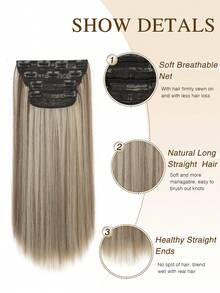 Clip In Hair Extensions 4pcs/Set Long Straight Hair Extension High Tempreture 20 Inch Synthetic Hairpiece Clip In Hair Extensions For Women Daily Use Cosplay Party - Multicolor - View 3