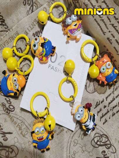 Minions 1pc Minions Bell Resin Cartoon Keychain, Korean Style Backpack Pendant, Couples/Best Friends Gift, Suitable For Various Festivals