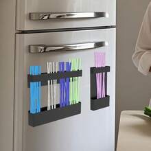 2 soportes magnéticos para pajitas para puerta de gabinete organizador de pajitas de gabinete contenedor de almacenamiento con adhesivo magnético de doble cara dispensador de pajitas reutilizables - A - Ver 1