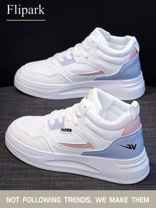 Flipark 1 双女士时尚休闲白色高帮运动鞋，运动风格学生百搭靴子