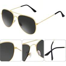 Aviator Sunglasses For Men Women Black Sunglasses Military Style Sun Glasses For Daily Wearing And Halloween Costume - 黑色 - 查看 4