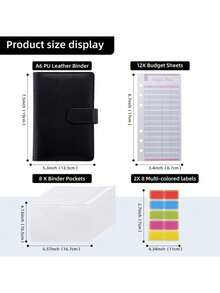 1 buc PU piele A6 planificator organizator portofele buget binder cu plicuri de numerar buzunare fermoar buget husă binder pentru bugetarea și organizarea numerarului