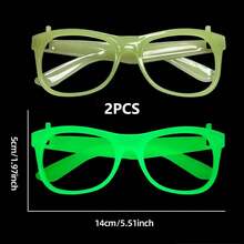 VINCAN 5 pièces Lunettes de fête fluorescentes et colorées - Lunettes lumineuses changeant de couleur, convient pour les bars, les KTV, les fêtes et les photomatons - Matériau plastique, sans alimentation requise - Sans plumes, accessoires amusants, décoration de fête fluo - Multicolore - Voir 19