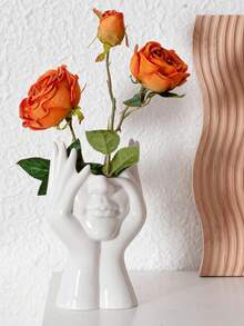 Vase en céramique blanche, vase buste de forme féminine mi-corps. Style boho minimaliste, décoratif, moderne et nordique. Vase à fleurs pour la décoration de la maison, du salon, du bureau et des étagères de livres