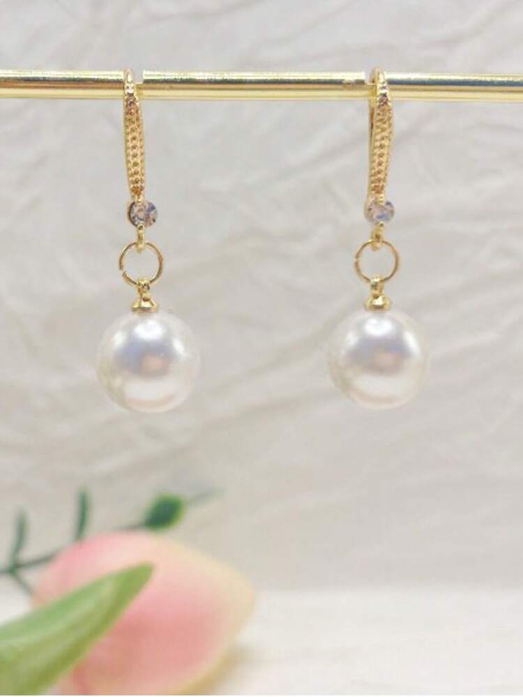 女士吊坠耳环，高品质白色人造珍珠订婚婚礼耳环，适合女性日常佩戴、婚礼和节日 - 理想的周年纪念、生日、母亲节、家庭礼物 - 仿珍珠訂婚婚禮耳環 - 查看 2