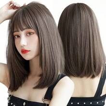 Peluca Corta Natural Marrón para Mujer Adulta - Resistente al Calor, Ideal para Fiestas Temáticas, Cosplay, Halloween y Más - Marrón - Ver 2