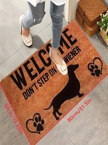 1pc New Dachshund Welcome Doormat, Suitable For Living Room, Bedroom, Indoor - Machine Washable - Flannel Material, Soft Wrapped, Skin-Friendly, No Pilling, Slightly Water-Resistant Easy Care, Odorless - Ideal For Home Decor, Room Decoration