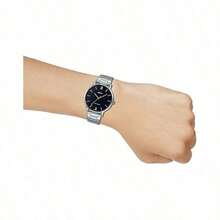 Men's Stainless Steel Minimalistic Black Dial 3-Hand Analog Watch Gifts For Men MTP-VT01D-1B