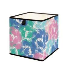 1 pieza Caja de almacenamiento abierta con patrón de pintura al óleo de dibujos animados, contenedor de almacenamiento apilable, diseño duradero y multiusos de estilo cajón, ahorra espacio para el hogar, dormitorio, organización del hogar, almacenamiento debajo de la cama