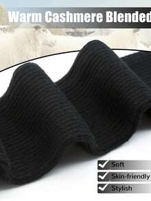 1pc Unisex Solid Color Wool Ribbed Thick Knit Neck Warmer Scarf, Fashionable Versatile Neck Protector For Autumn/Winter - Multicolor - View 11