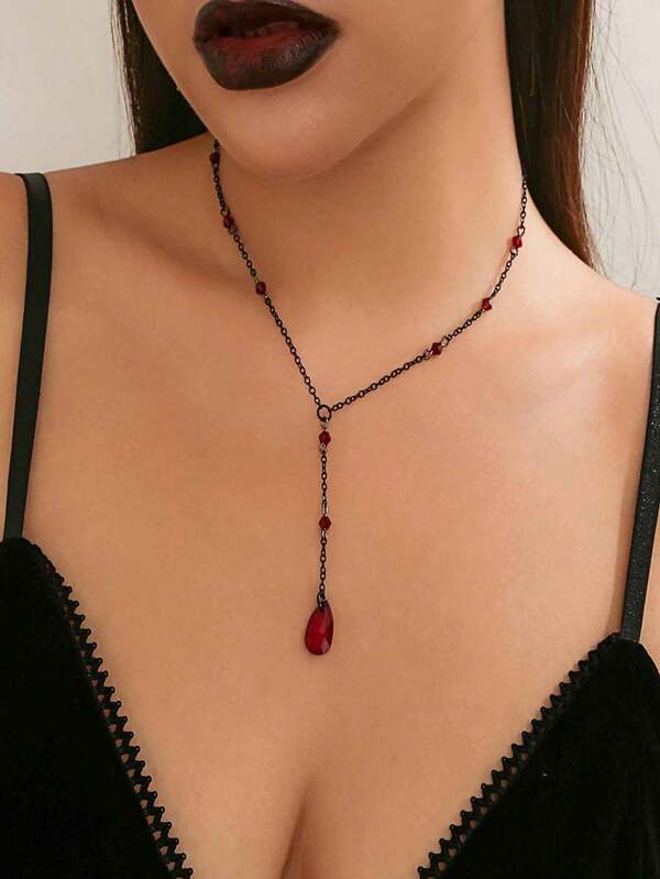 1 Stück Vintage Gothic Kunstblut Tropfen Quasten Choker Halskette, geeignet als Accessoire für Frauen Halloween Party, Halloween Geschenk für Freunde