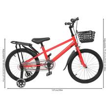 Kids Bike,18 Inch Children Bicycle,Toddler Tricycle With Training Wheels And Front Basket,Armrest Height And Seat Height Adjustable Design - 紅色 - 查看 2