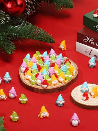 10/20pcs Mini Resin Gnomes Tiny Figures, Miniature Gnomes Statues Ornament For Christmas Home Decor, DIY Fairy Garden, Micro Landscape Craft, Xmas Goodie Bag Fillers Party Favors Decorations, Perfect Birthday Gift