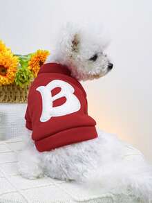 1 chiếc quần áo cho thú cưng, áo hoodie in chữ B dễ thương dành cho chó và mèo nhỏ, ấm áp và thoải mái, thích hợp cho mùa thu/đông. - Đỏ - Xem 2