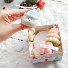 1pc Macaron Color Aromatherapy Candle Gift Box Christmas Eve Souvenir Christmas Atmosphere Creative Ornaments, Christmas Decorations, Christmas Gifts