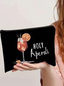 Holy Aperoli Cocktail Canvas Tote & Cosmetic Pouch –No‑Closure Shoulder Shopper With Wine Glass & Aperol Cocktail Print, Hand‑Washable, Large‑Capacity Multi‑Pocket Beach, Grocery & Travel Bag, Versatile Daily Carryall & Beauty Organizer For Women, Back To School,Teens, Shoppers, Party‑Goers & Gift Giving - Multicolor - View 16