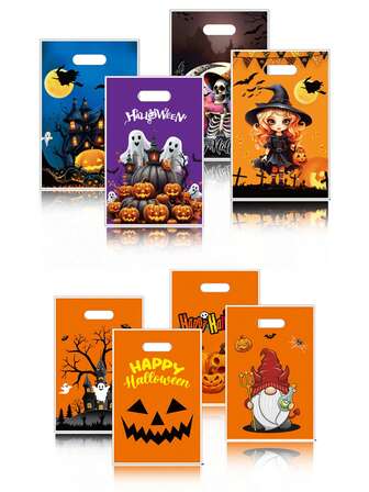 30/50pcs Halloween Candy Bags, Party Decorations Gift Bags, Theme Party, Witch & Skull & Pumpkin Pattern Decor Bags, Halloween Self-Carrying Candy Bags For Kids Party Favors, Suitable For Gift Storage