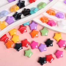 20Pcs/Bag Little Stars Shaped Loose Beads Necklace Key Chain Making DIY Jewelry Beaded Materials - 黑色 - 查看 2