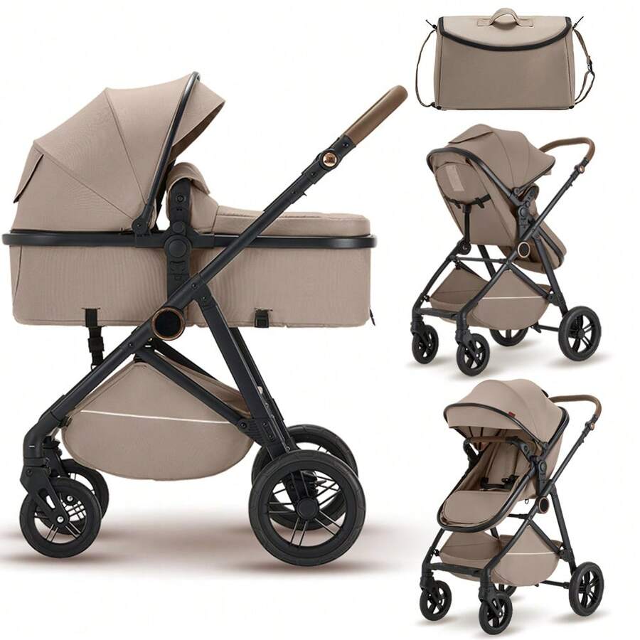 Premium High Chair Stroller: Reversible Seat For Bonding & Ultra-Smooth Fold - Màu Khaki - Xem 1